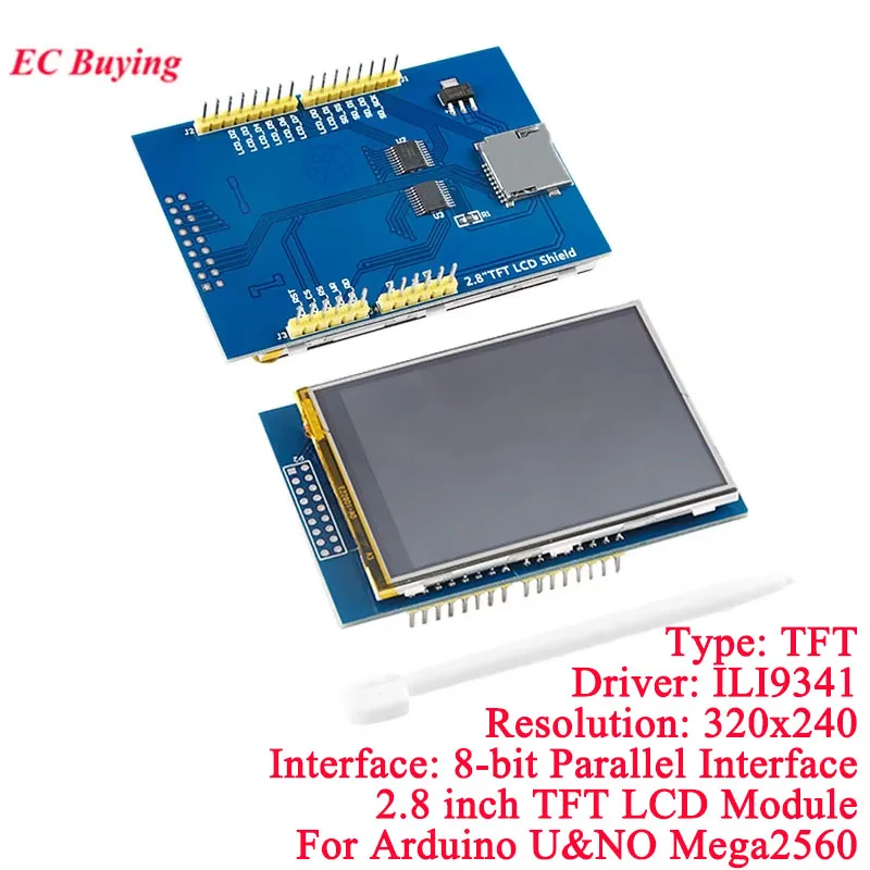 Módulo de pantalla táctil LCD TFT a Color de 2,8 pulgadas y 2,8 ", controlador ILI9341 de 320x240 para placa de desarrollo Arduino R3 Mega2560