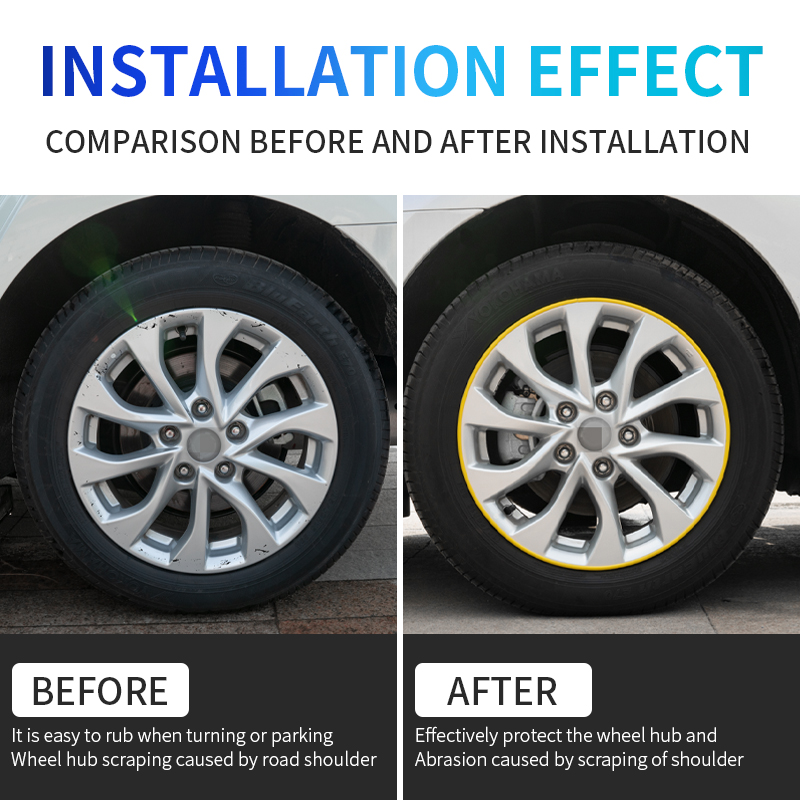 8M Protezione mozzo pneumatici Striscia paraurti Auto Veicolo Colore Cerchioni Protezioni Ruota auto Striscia decorativa Coperture per la cura automatica