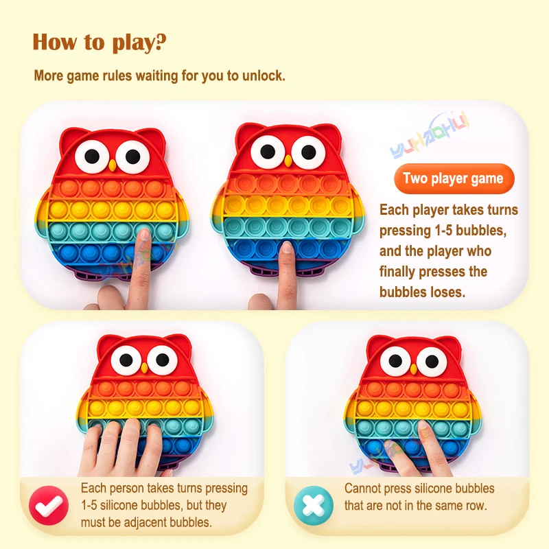 Arco-íris pop push bubblle fidget anti estresse alívio brinquedos para crianças adultas necessidades especiais brinquedos sensoriais brinquedos interativos para crianças