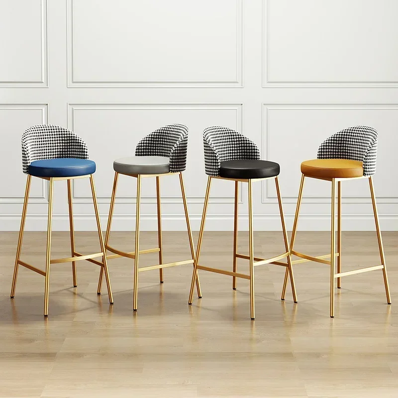 Luxury Modern Bar Stool with Backrest Minimalist Counter Height Chair Trendy Kitchen Island Dining Chair Home Bar Cafe Stools