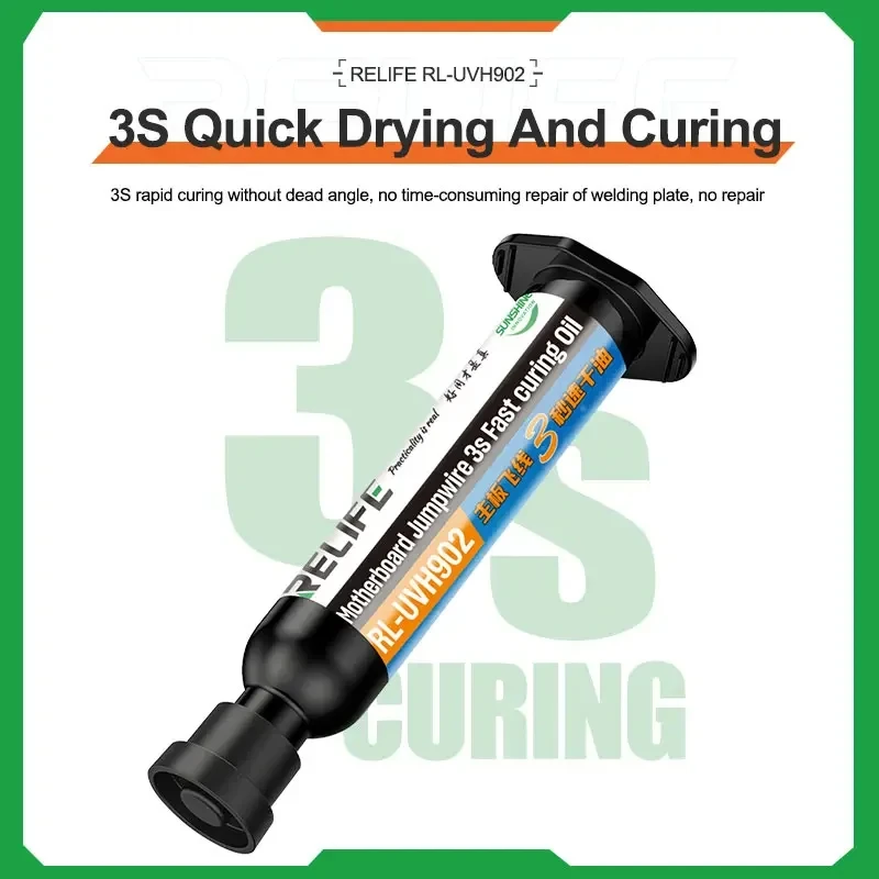 RELIFE RL-UVH902 3-sekundowy szybkoschnący olej do płyty głównej telefonu komórkowego BGA PCB Flying Line UV Repair Quick Curing Oil Tool