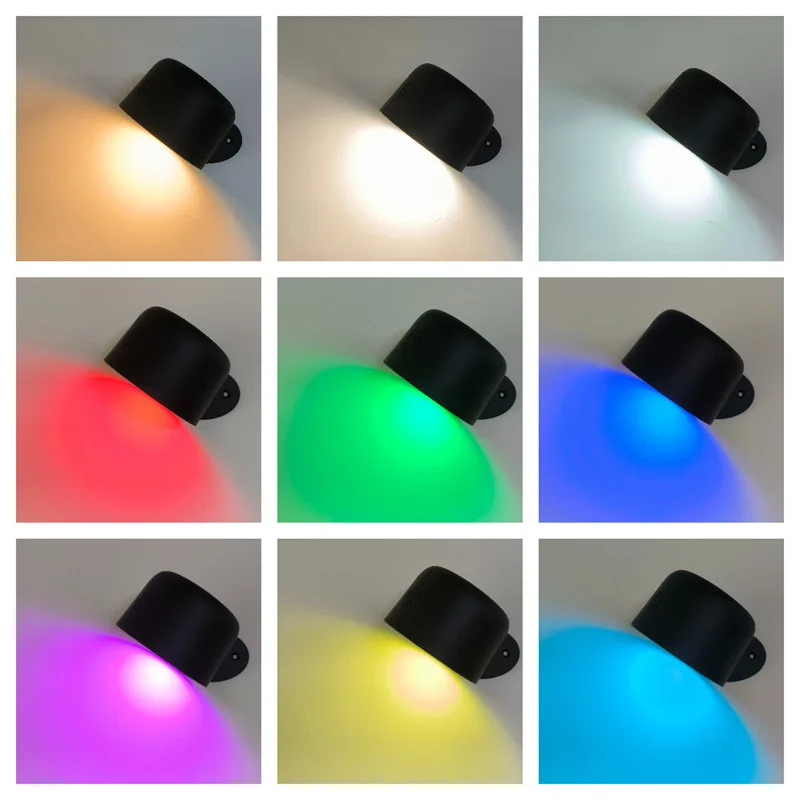 Lâmpada LED Touch Wall com controle remoto, 360 ° Rotatable, USB Recarga, sem fio, portátil, Night Light, cabeceira, Quarto, Lâmpada de leitura