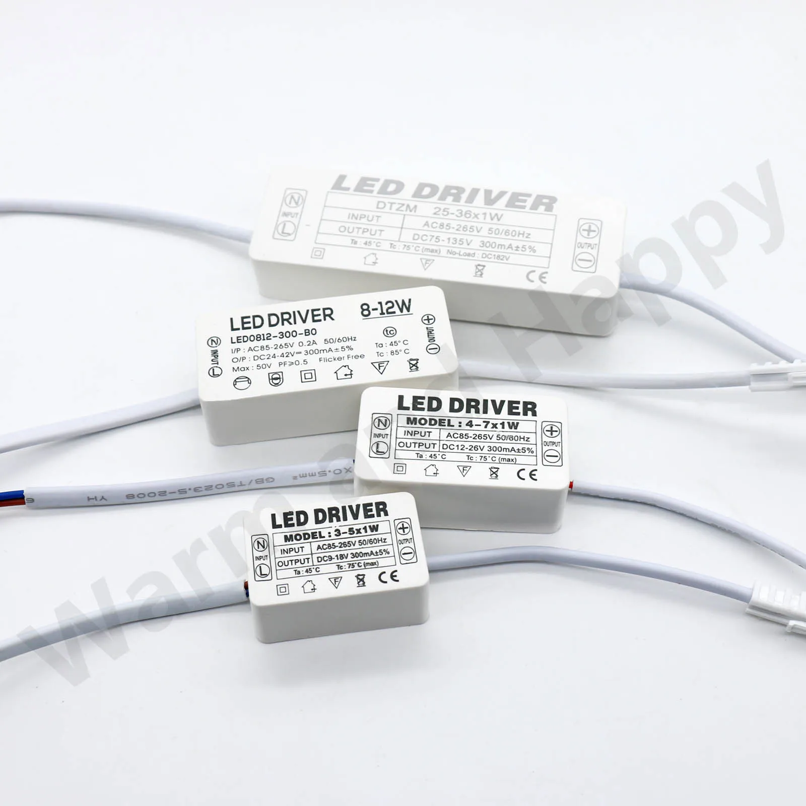 LED driver 300mA constant current 220V LED power supply with shell connection port for 1w~8w 12w 18w 20w 25w 36w LED accessories