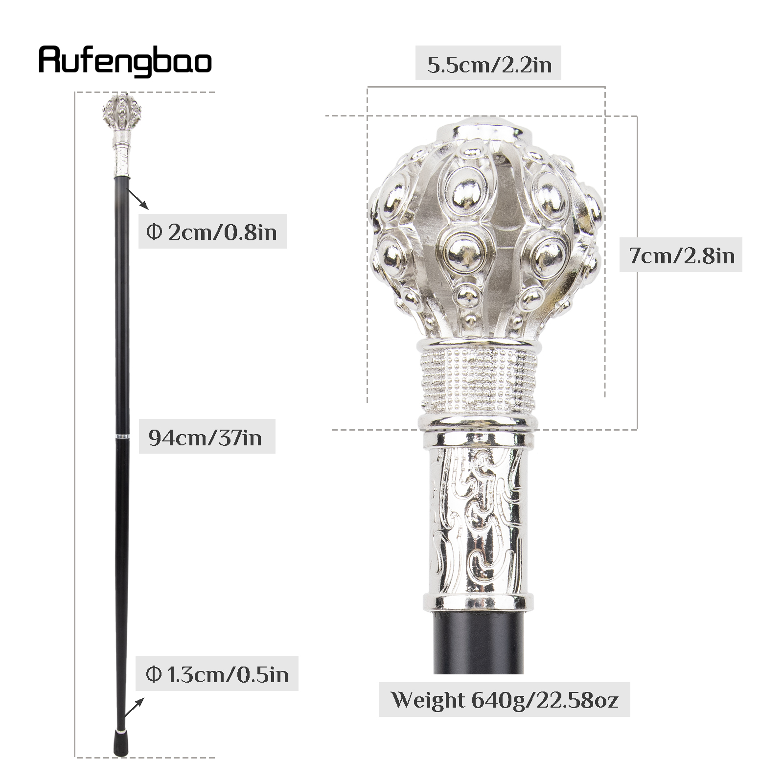 Witte Bloem Bal Wandelen Riet Mode Decoratieve Wandelstok Gentleman Elegante Cosplay Cane Knop Crosier 94Cm