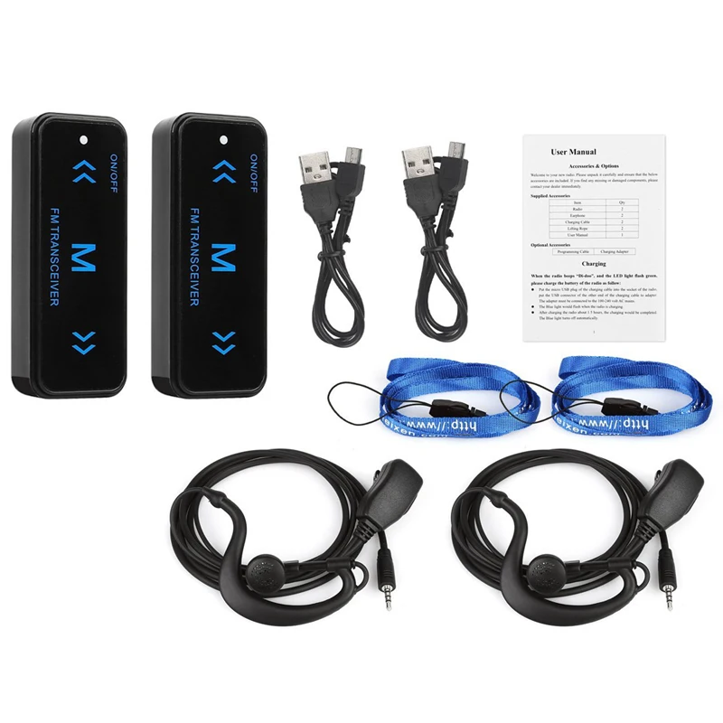 Mini Walkie Talkie 400-470MHz 2-Way วิทยุ 3W Transceiver หูฟังชุดหูฟัง Earmuff USB Powered 1.86-0.62 ไมล์ใหม่