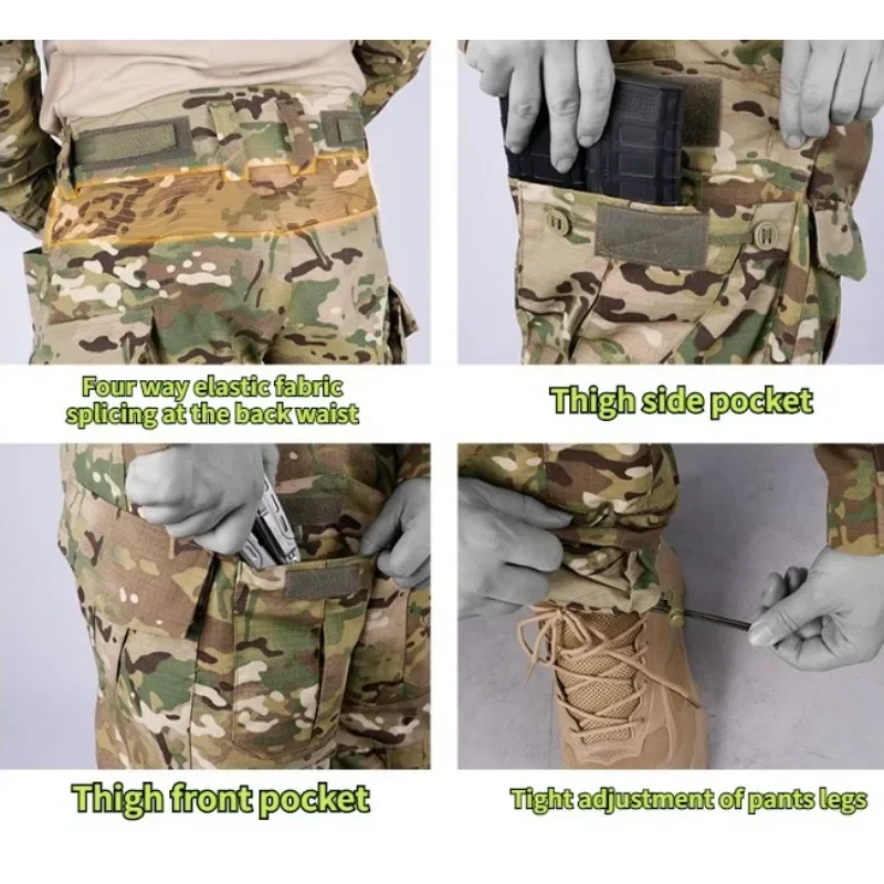 Pantalones tácticos ajustables, duraderos y transpirables, múltiples bolsillos, resistentes al desgarro, a prueba de viento, senderismo, Camping