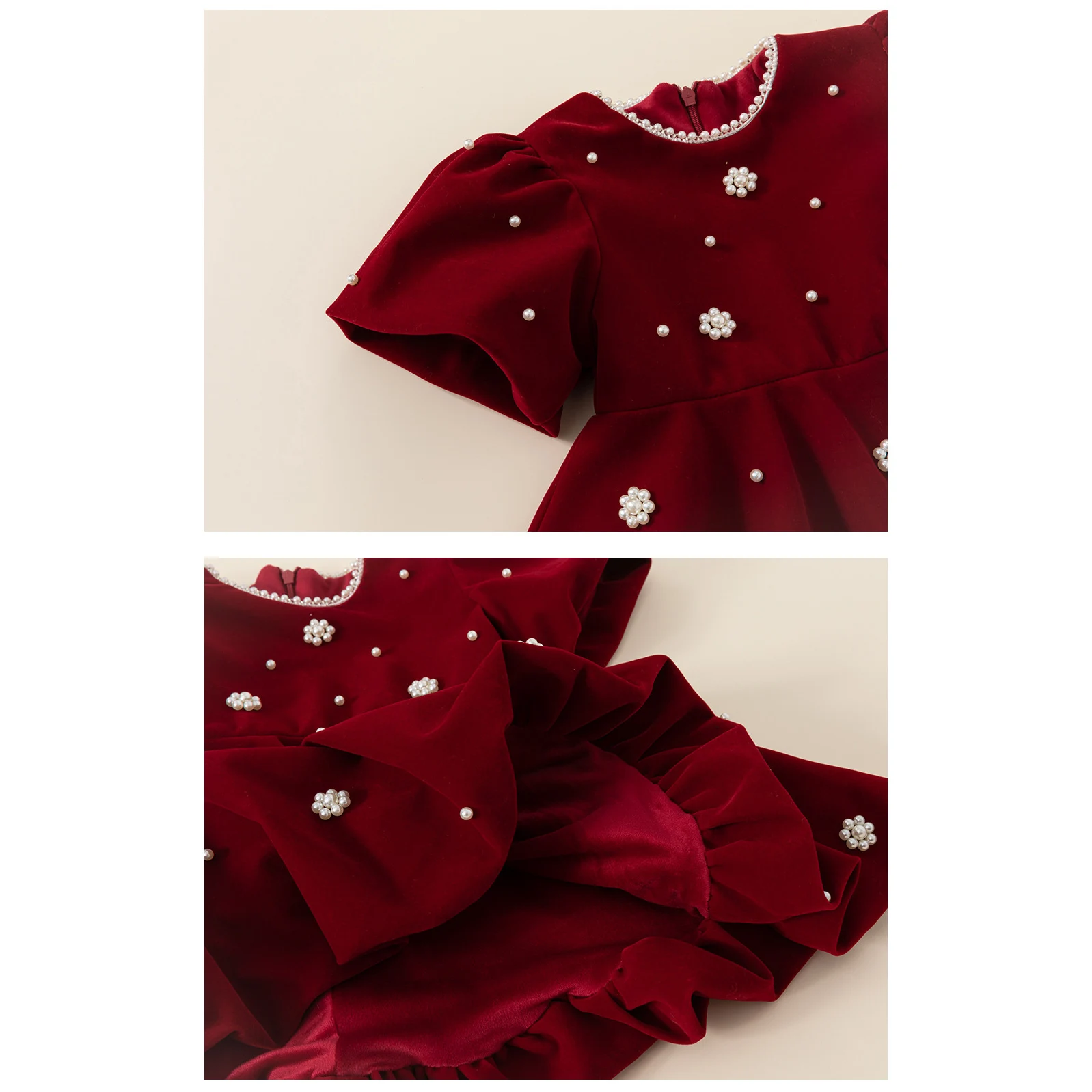 Herbst Winter Kinder Kleid 1-10y Mädchen Perle dicke warme Fleece Party Weihnachten Prinzessin Kleider Kleinkind tragen Kinder kleidung neu