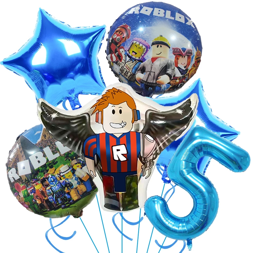 ROBLOX-Juego de globos de aluminio para cumpleaños, suministros de decoración para fiesta de dibujos animados, recuerdo de Baby Shower, regalo, número, globo, juguete para niño diy