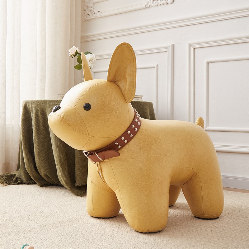 OMGD taburete de perro de lucha de ley con dibujos animados, taburete para zapatos de animales para niños, taburete rojo de red para sala de estar, taburete ligero de lujo para puerta de casa