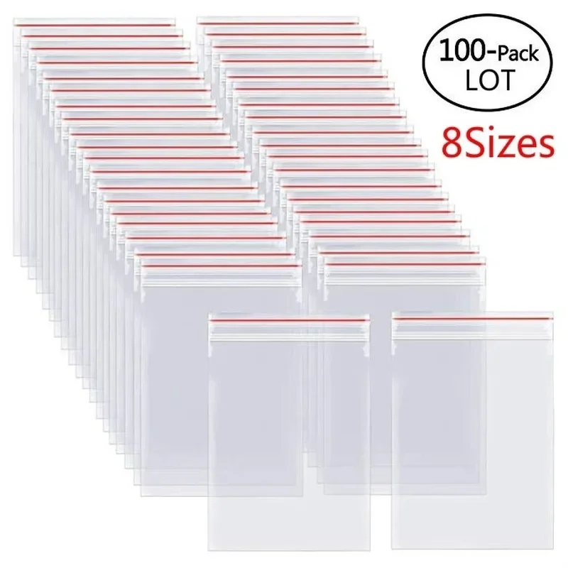 100/300/500 Cái/gói Có Thể Thu Hồi Lại Được Nhựa Selaing Túi Trong Suốt Poly Có Thể Tái Sử Dụng Túi Bảo Quản Thực Phẩm Reclosable Hút Chân Không Fresh Tổ Chức túi