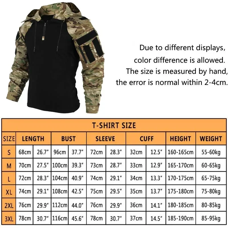 COMBAT เสื้อ Hoodies เสื้อผู้ชาย Airsoft ยุทธวิธีเสื้อแขนยาว Paintball การล่าสัตว์เสื้อผ้าทํางานสวมใส่