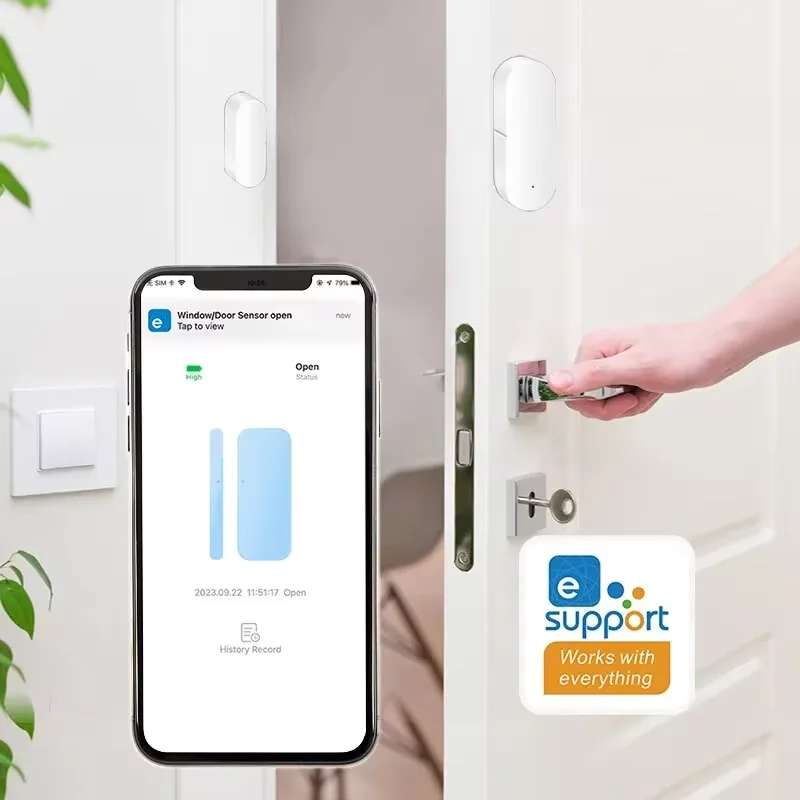 Ewelink Zigbee Deursensor Draadloos Magnetisch Venster Open Gesloten Alarmdetector Werkt met Zigbee2MQTT Alexa Google Need Gateway