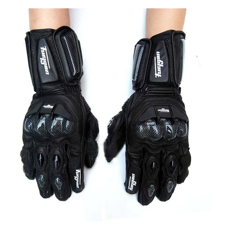 Guantes de motocicleta de cuero genuino para hombre, resistentes al viento, para conducción al aire libre, guantes de Motocross, pantalla táctil, equipo de protección para Motociclismo