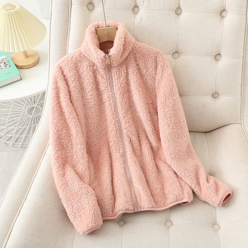 Damen-Fleecemantel, Winter, warm, verdickte Jacke, beidseitig zu tragen, doppelseitige Samt-Korallen-Fleece-Mäntel, Polar-Fleece-Jacken