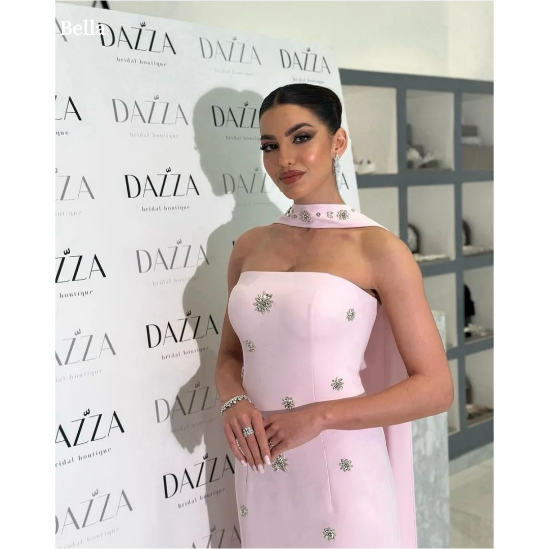 Bella Индивидуальные розовые блестящие длинные шелковые шарфы без бретелек, вечерние платья без рукавов, платье для выпускного вечера длиной до пола, 2025