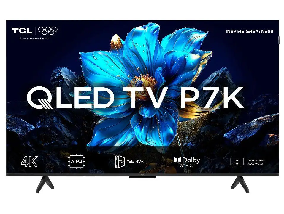 Smart TV 55" TCL 4K UHD QLED 55P7K Google TV AiPQ Google Assistente 3 HDMI 1 USB