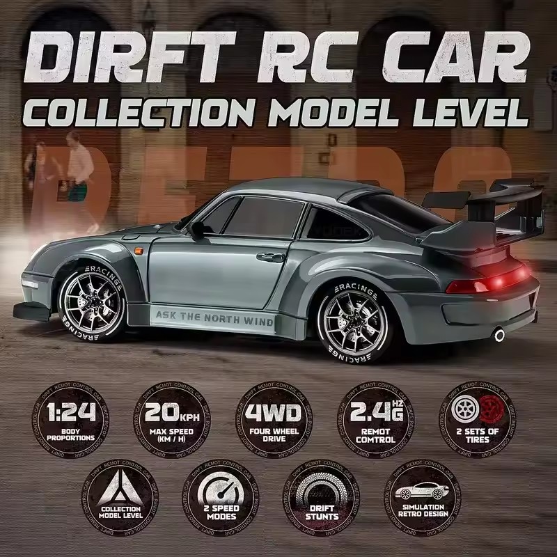 New 4WD Remote Control Drift Car Full Size 1:24 Mini Remote Control Racing Car Model 2.4G Radio High Speed RC Car Boy Toy Gift