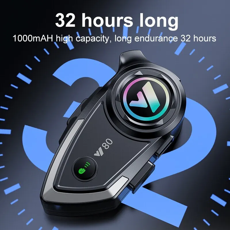 Y80オートバイヘルメットBluetoothヘッドセットワイヤレスv5.3ハンズフリー通話音楽イヤホンライダー用モトGPS防水ヘッドフォン