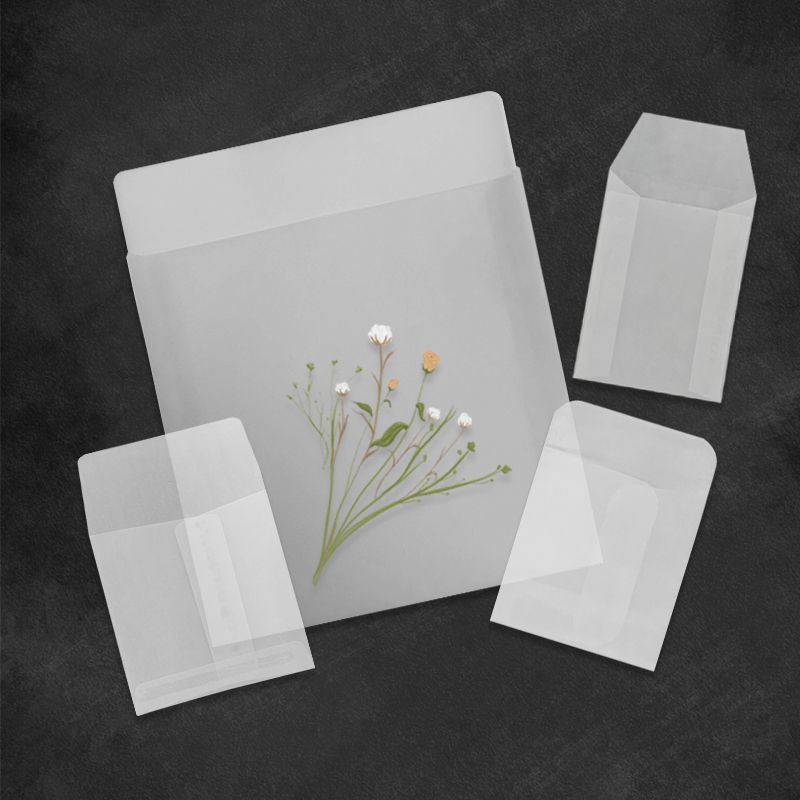 50 Stück durchscheinende Schwefelsäure-Papierumschläge, verwendet für die Aufbewahrung von DIY-Postkarten/Karten/Schmuck, Hochzeitseinladungen, Geschenkverpackungen