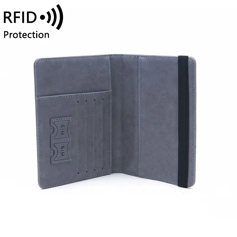 ผู้หญิงผู้ชายผู้ถือหนังสือเดินทางท่องเที่ยวกรณี RFID PU หนังบัตรเครดิตผู้ถือบัตรกรณีตั๋วกระเป๋าสตางค์ป้องกัน