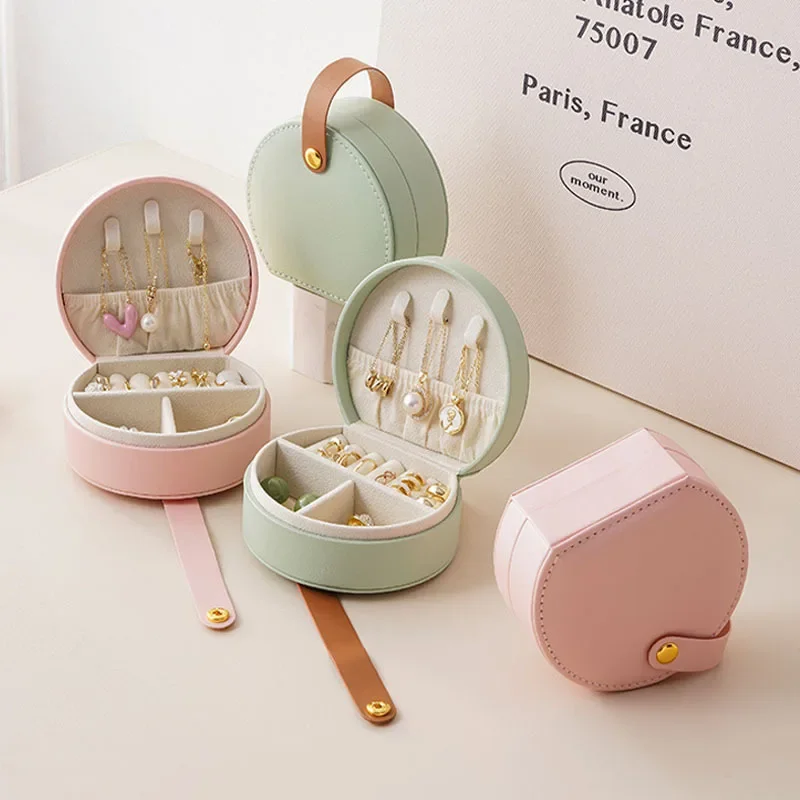 Mini Sieraden Organisator Display Reissieraden Dozen Oorbellen Ketting Ring Draagbare Handtas Sieradendoos Lederen Opslag