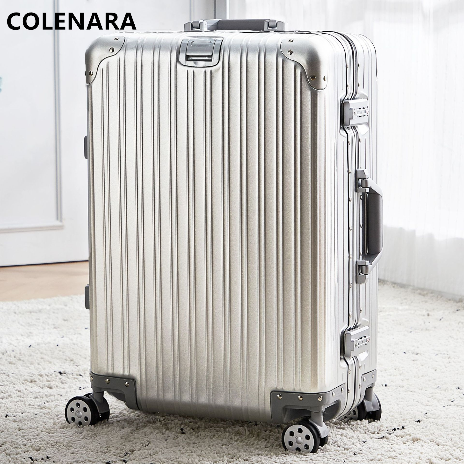 Colenara mala nova caixa de embarque de liga de magnésio de alumínio 20 "24" 26 "29 polegadas carrinho de grande capacidade bagagem de cabine
