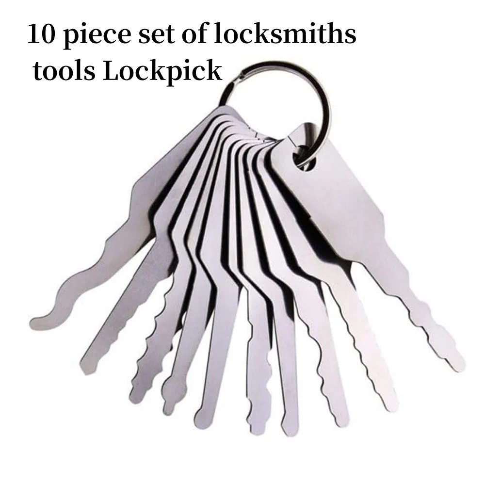 Herramientas de cerrajería, embrión de llave 10 en 1, Kit de herramientas de repuesto para reparación de cerrajería, accesorios de acero inoxidable, liberación de puerta doble