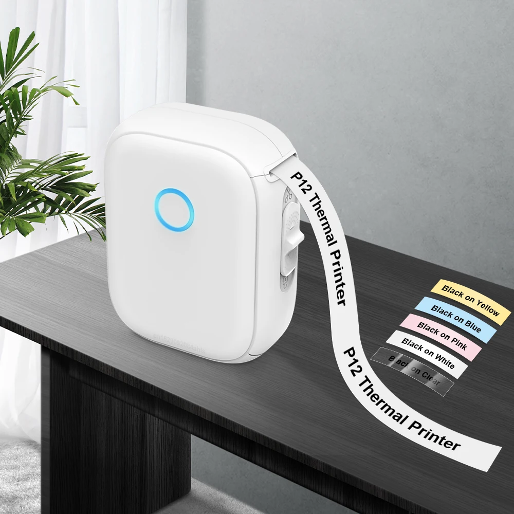 Mini impresora portátil Marklife P12, impresora térmica, etiquetadora de pegatinas adhesivas, fabricante de etiquetas P12 o cinta de etiquetas continua de 1 unidad
