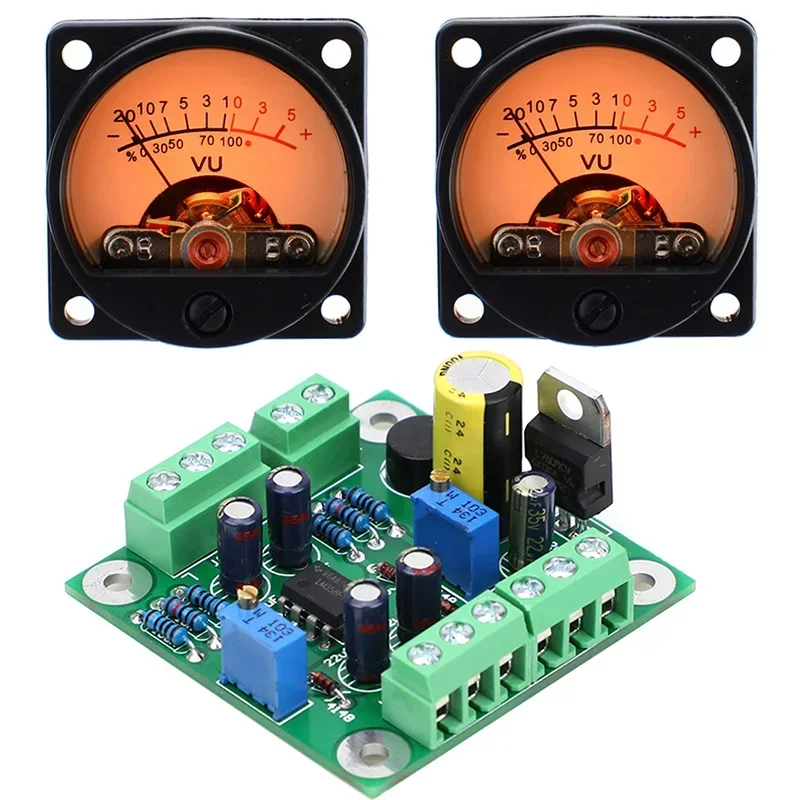 Placa controladora de medidor de Audio de nivel VU + 2 uds medidor de VU con medidor de presión de sonido de Color cálido 9V-20V entrada de CA 2024 nuevo