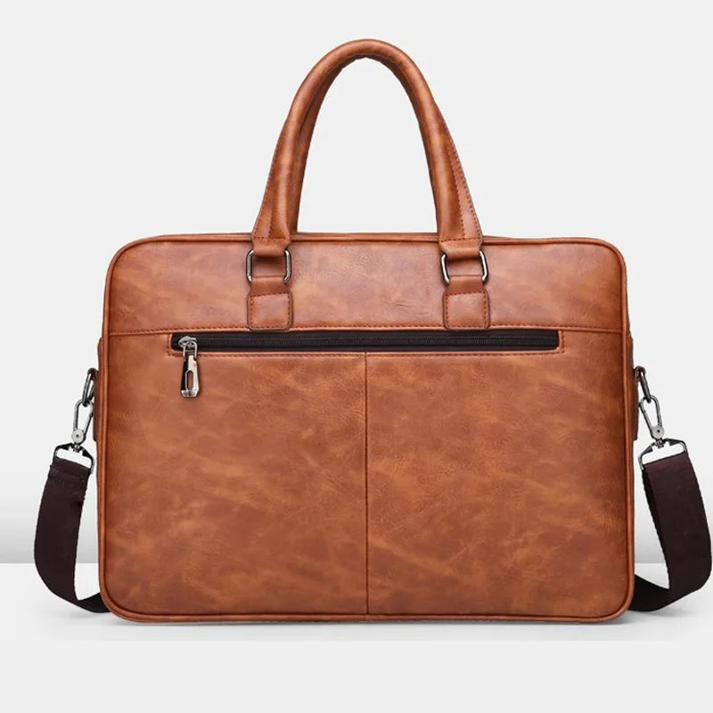 Bolsa de ombro de couro PU masculina, grande capacidade, portátil, casual, impermeável, tiracolo, documento, pasta