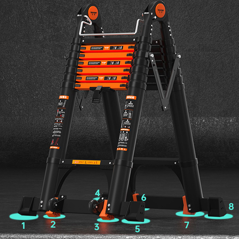 Escada dobrável multifuncional, escada telescópica de liga de alumínio, escada de espinha de peixe espessada, elevador portátil, escadas de engenharia