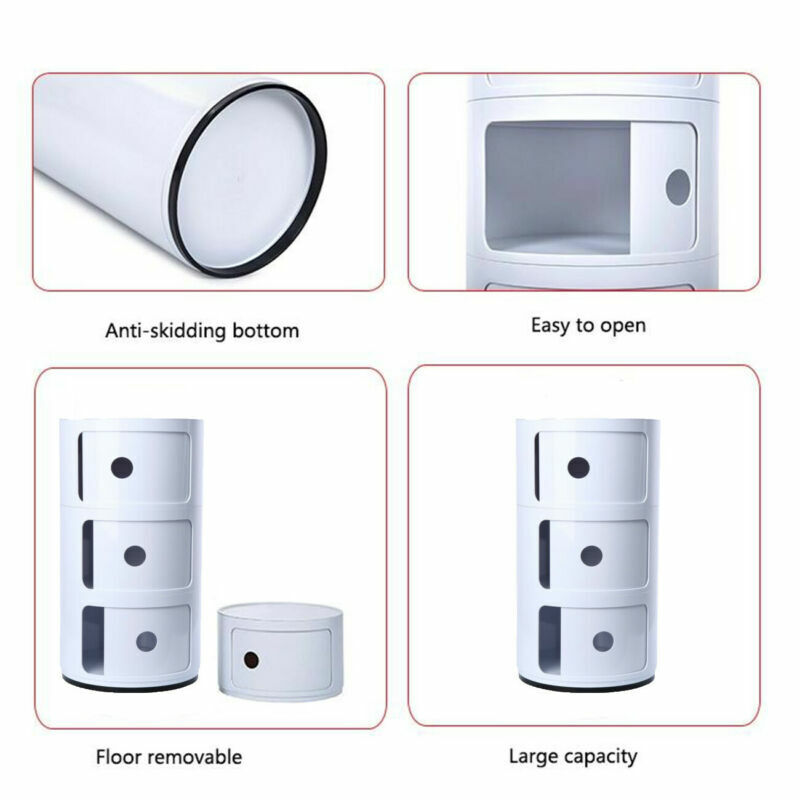 3 Tier Bianco Comodino Rotondo 3 Cassetti Comodino Comodino Armadio Moderno Moda Rotonda Piccola Dimensione Soggiorno Tavolino