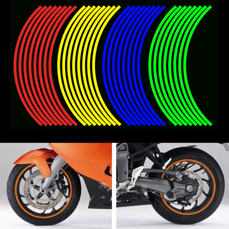 16 Stuks Strips Motorfiets Wieldicker Reflecterende Stickers Velgtape Voor Ktm 250xc 250xc-f 250xcf-w Yamaha Fz 6S Fz6n Fz6r Ybr 125ttr