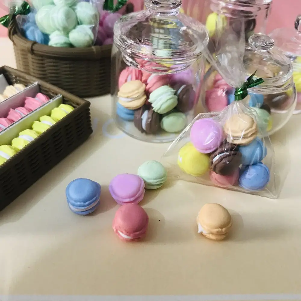 Mới Kẹo Màu Macaron 1/12 Quy Mô Nhà Búp Bê Thu Nhỏ Macaron Món Tráng Miệng Bánh Cho Blyth Barbies OB11 1/6 BJD Nhà Búp Bê Chơi
