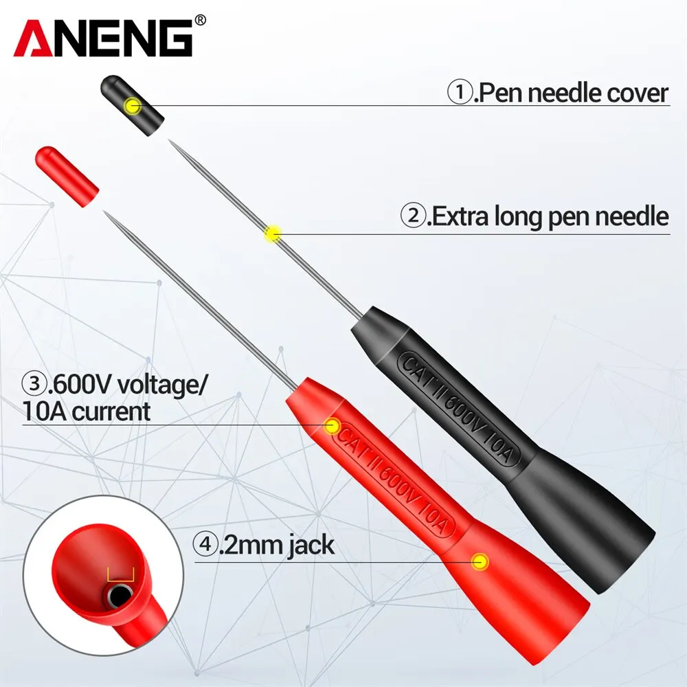Aneng pt2002 Isolierung Piercing Nadel 1mm Stift zerstörung freie Multimeter Prüf sonde 10a 600v für 2mm Prüf leitung