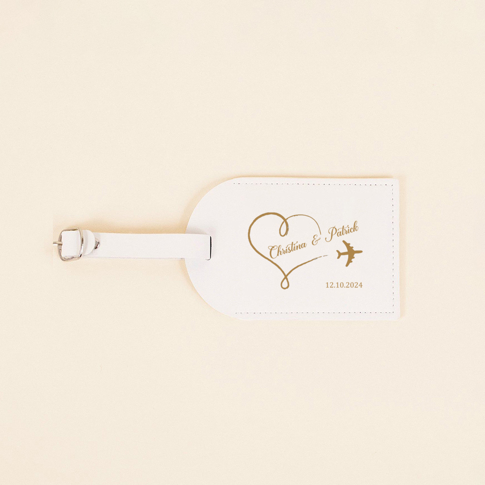 パーソナライズされた Pu レザー荷物タグモノグラムカップル旅行手荷物ラベルタグ結婚式ブライダルシャワーギフト家族友人へ