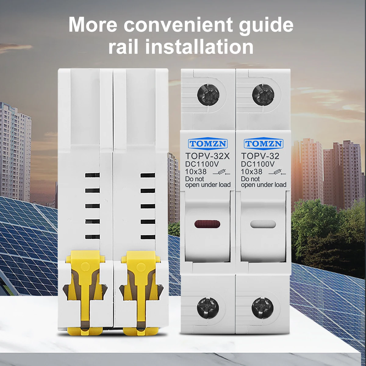 one set 1P 2P DC Fuse Holder 10*38mm High Voltage Solar PV 1100V TOMZN TOPV-30 Base Photovoltaic System Protection Protector gpV
