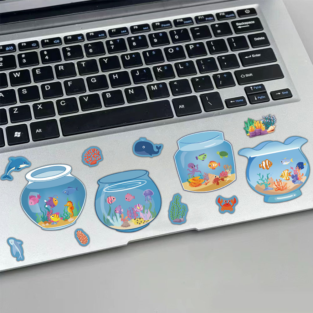 8/16PCS Creatieve Aquarium Puzzel Sticker Handgemaakte DIY Notebook Desktop Creatieve Decoratie Waterdichte Sticker