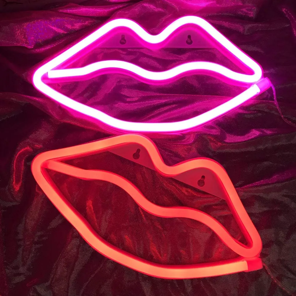 Lippen LED Neon Schild Nachtlichter Lampe Wand Dekor Licht für Innen Weihnachten Hochzeit Party Kinderzimmer Hängen Liebe Romantisches Licht