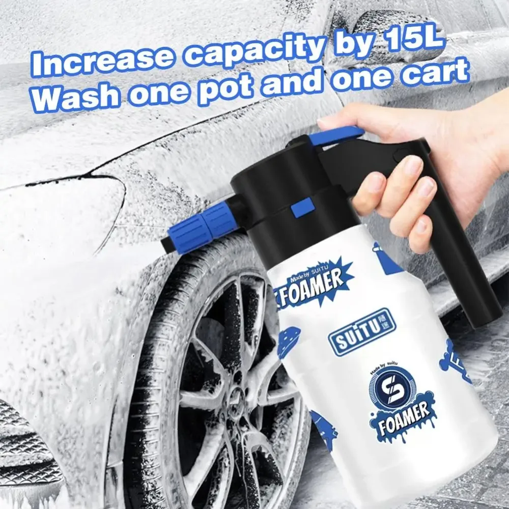 DIY Cartoon Aufkleber 1,5 L Elektrische Auto Waschen Schaum Spray Flasche Auto Borne Handheld Spray Sprinkler Müheloses Auto Waschen Werkzeug