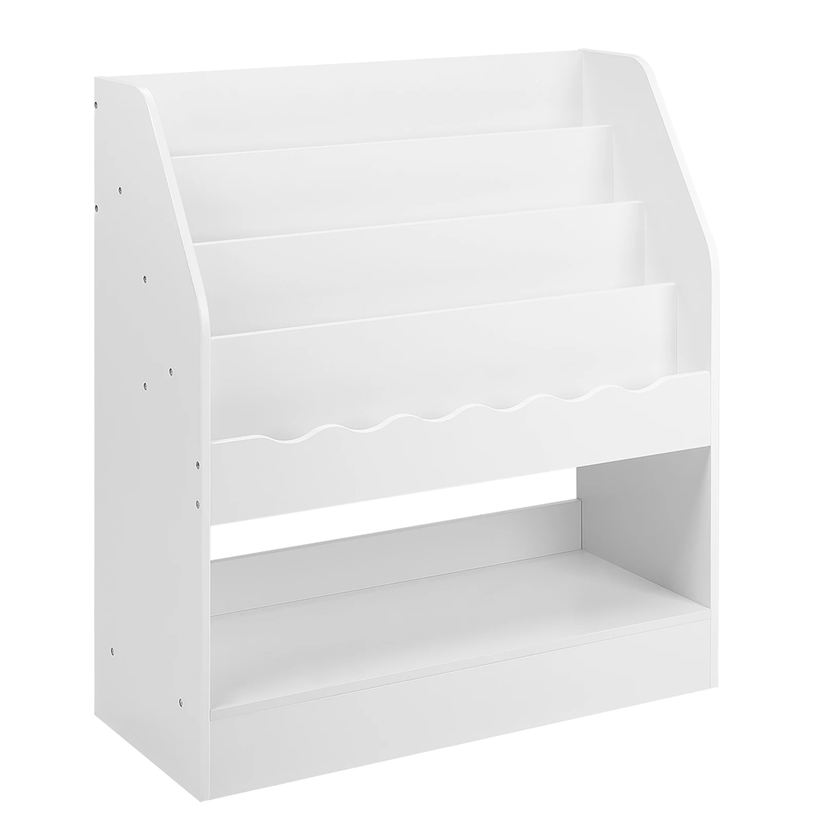 WOLTU Libreria bianca per bambini Libro dei cartoni animati Giocattolo Scaffale portaoggetti Montessori con 5 scomparti per la cameretta dei bambini Asilo