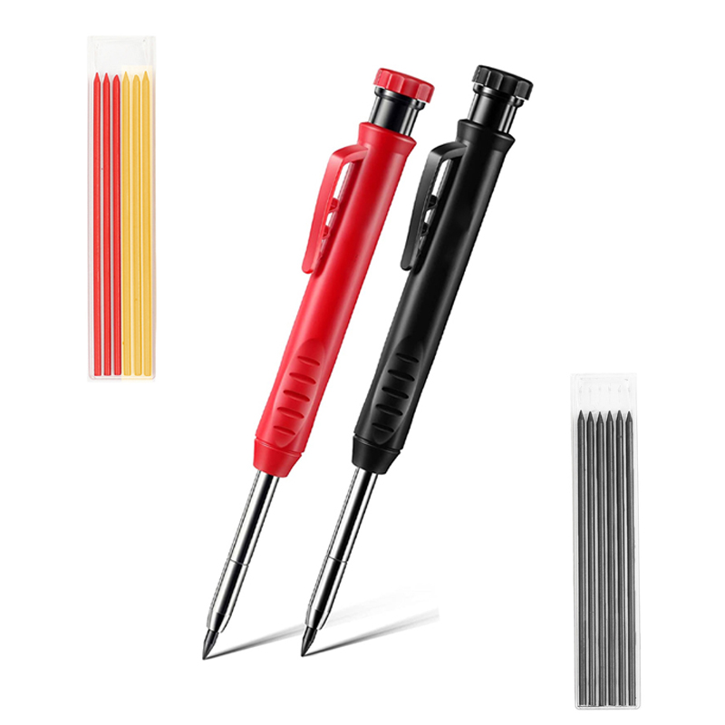 Solide Carpenter Bleistift mit Refill Blei und Gebaut-in Spitzer für Tiefe Loch Mechanische Bleistift ritzen Kennzeichnung Holzbearbeitung Werkzeug