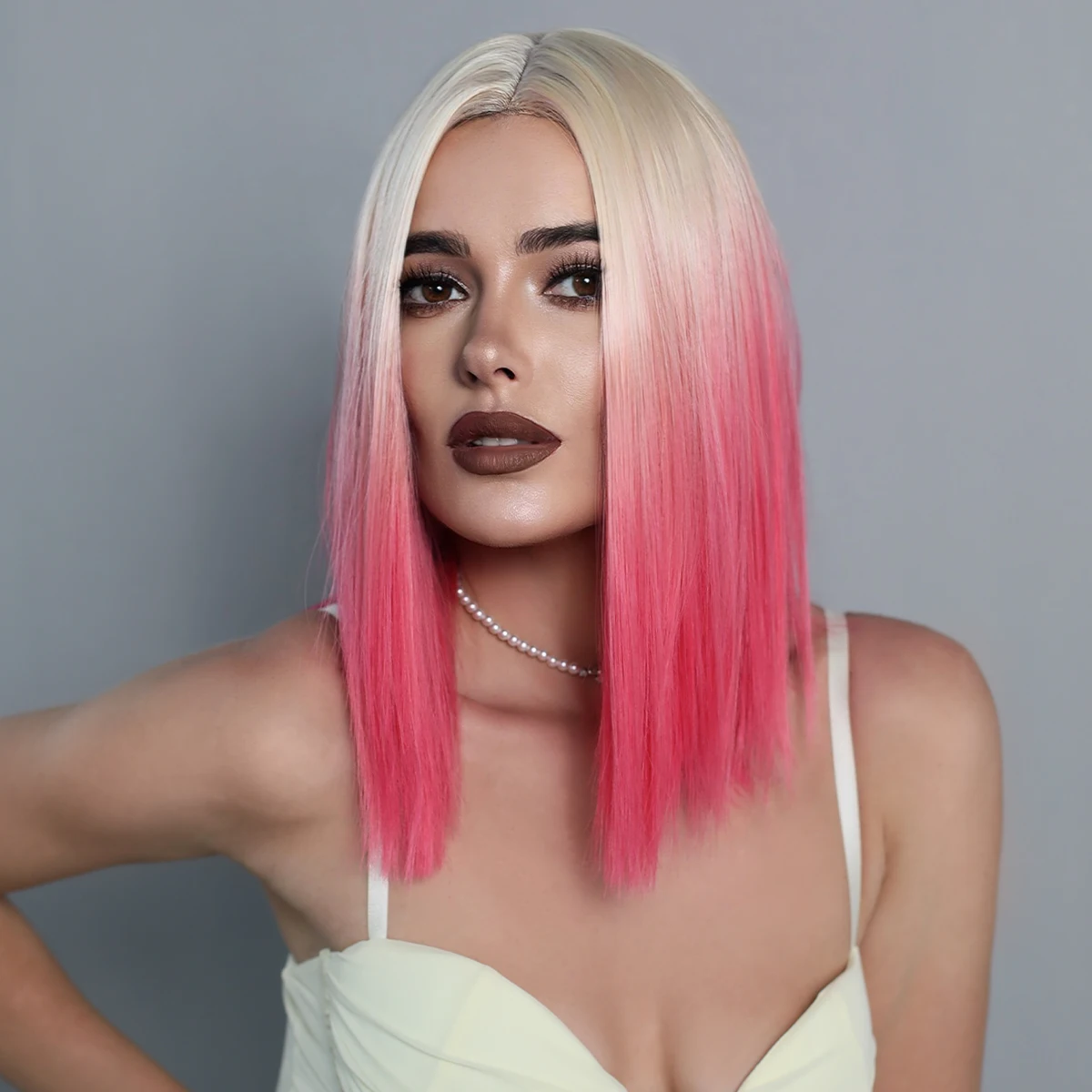 NAMM-Peluca de cabello Natural para mujer, cabellera artificial ondulado con flequillo, corte Bob corto, resistente al calor, para fiesta de Cosplay
