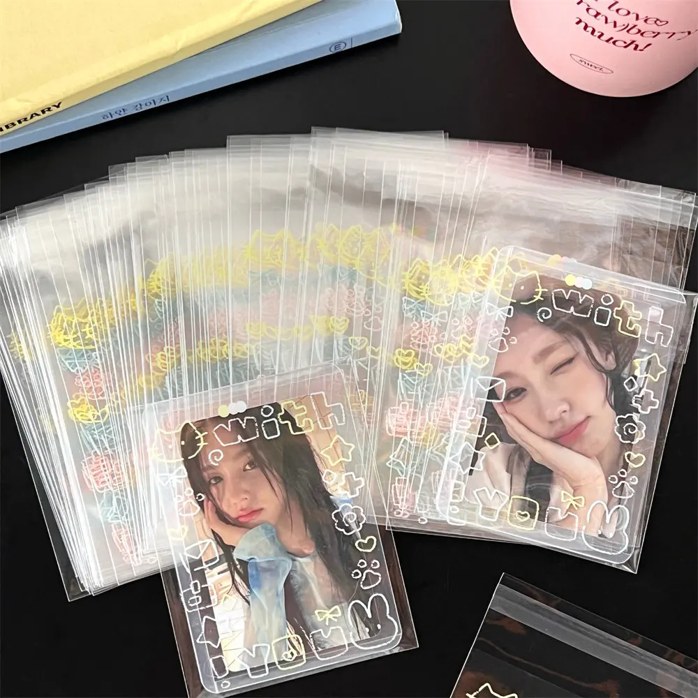 20/50/100 pcs Graffiti kitten self-adhesive bag, small card self sealing bag, packaging card gift bag, high appearance OPP bag