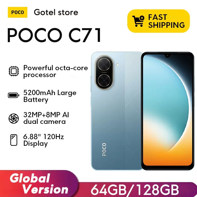 【Brand+】Xiaomi POCO C71 15W 32MP 5200 mAh Battery Global version 15W Smartphone