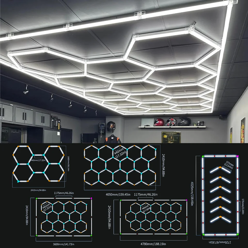 Imposto excluído, adicione a compra se aplicável; Extra 1% de desconto com moedas Luzes de garagem Lâmpada hexagonal 110-240V Tubo LED Barra de favo de mel