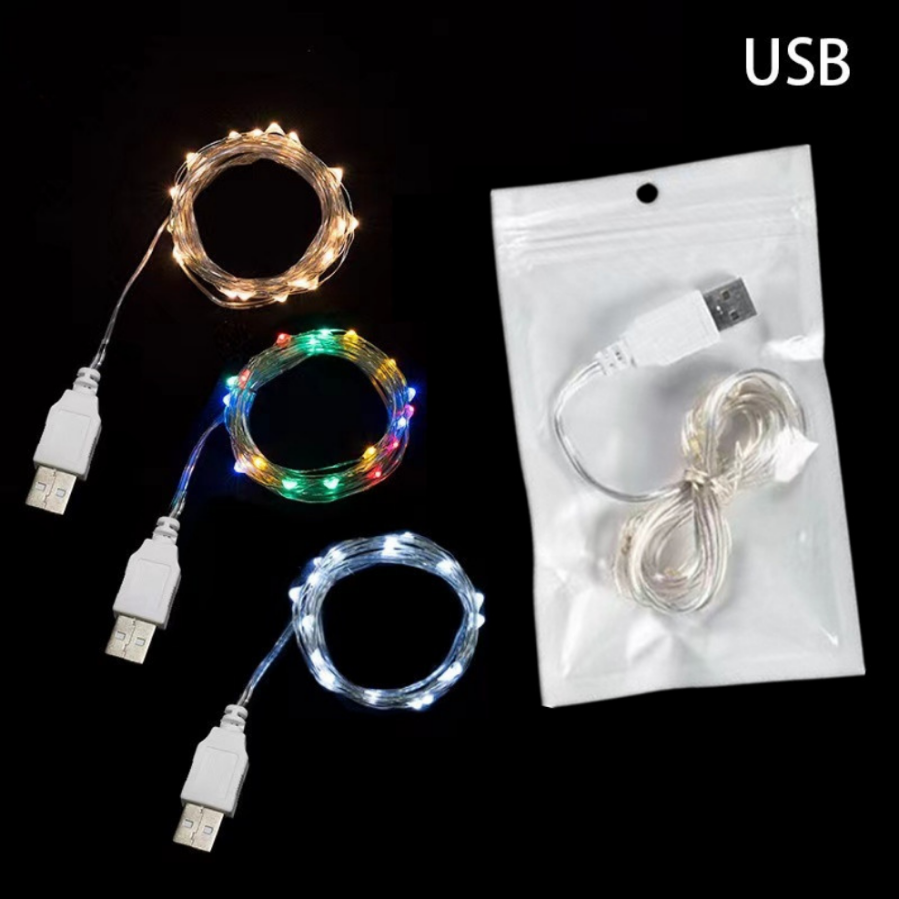 1/5/20M USB LED luci della stringa filo d'argento di rame ghirlanda luce lucine impermeabili per la decorazione della festa nuziale di Natale