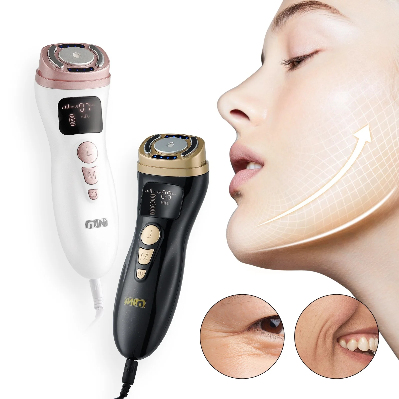 미니 HIFU 기계 초음파 RF EMS HIFU 얼굴 리프팅 피부 강화 장치 얼굴 턱 목 눈 주름 방지 마사지 가정용