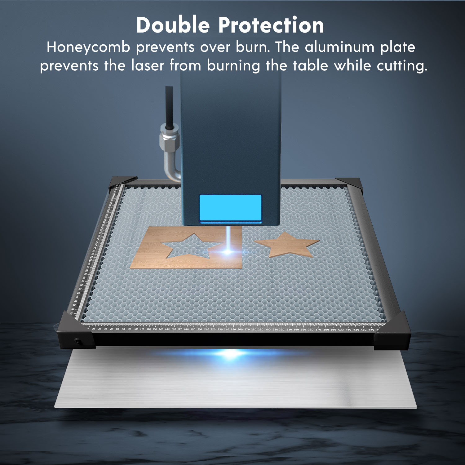 Laser Cutting Aluminum Panel Honeycomb Working Table for CO2 or diode Laser Engraver Cutting Machine 500x500x22mm