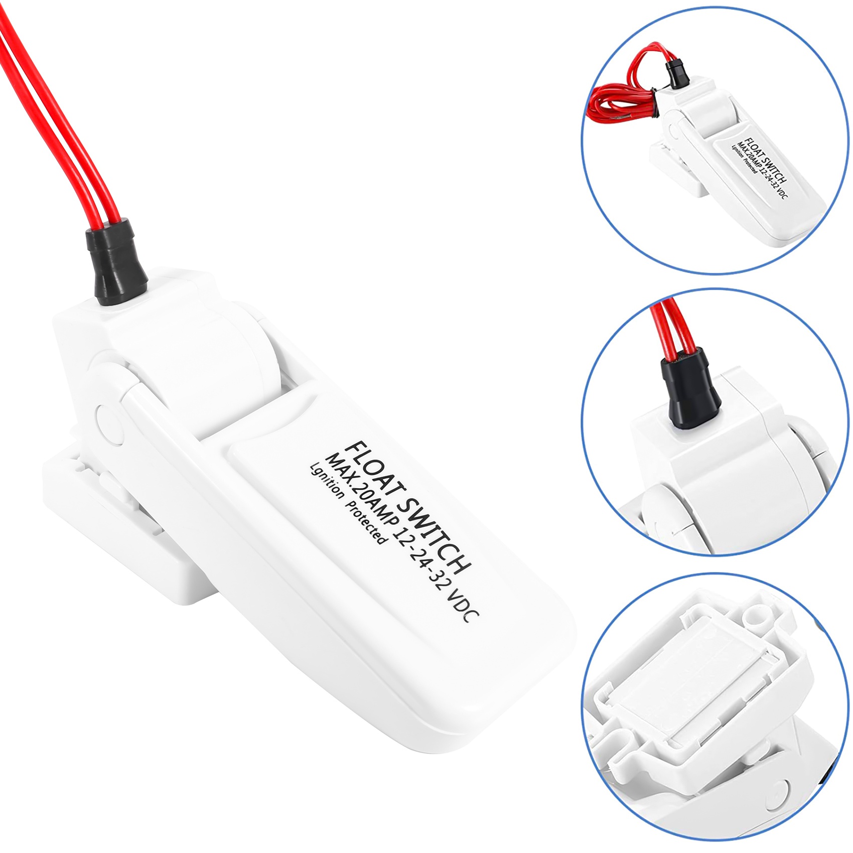 BABQ Bilgenpumpen-Schwimmerschalter, automatisch, 12 V, 24 V oder 32 V, für Boot, Yacht, Wohnwagen, Camping, Marine, Angeln, Wasserpumpe, automatisches EIN/AUS